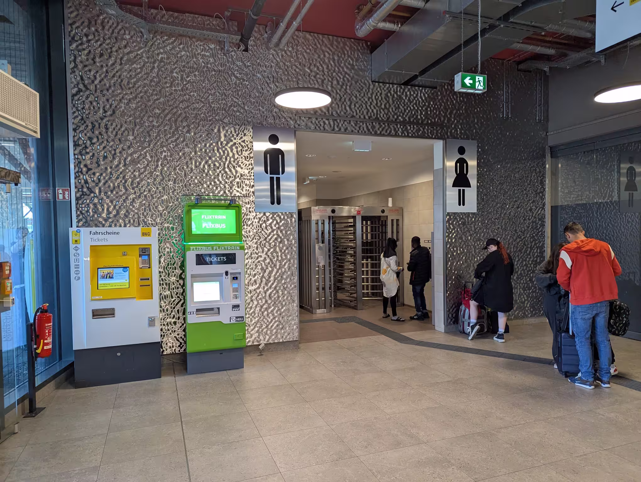 The entrance to the toilets. Men on the left, women on the right