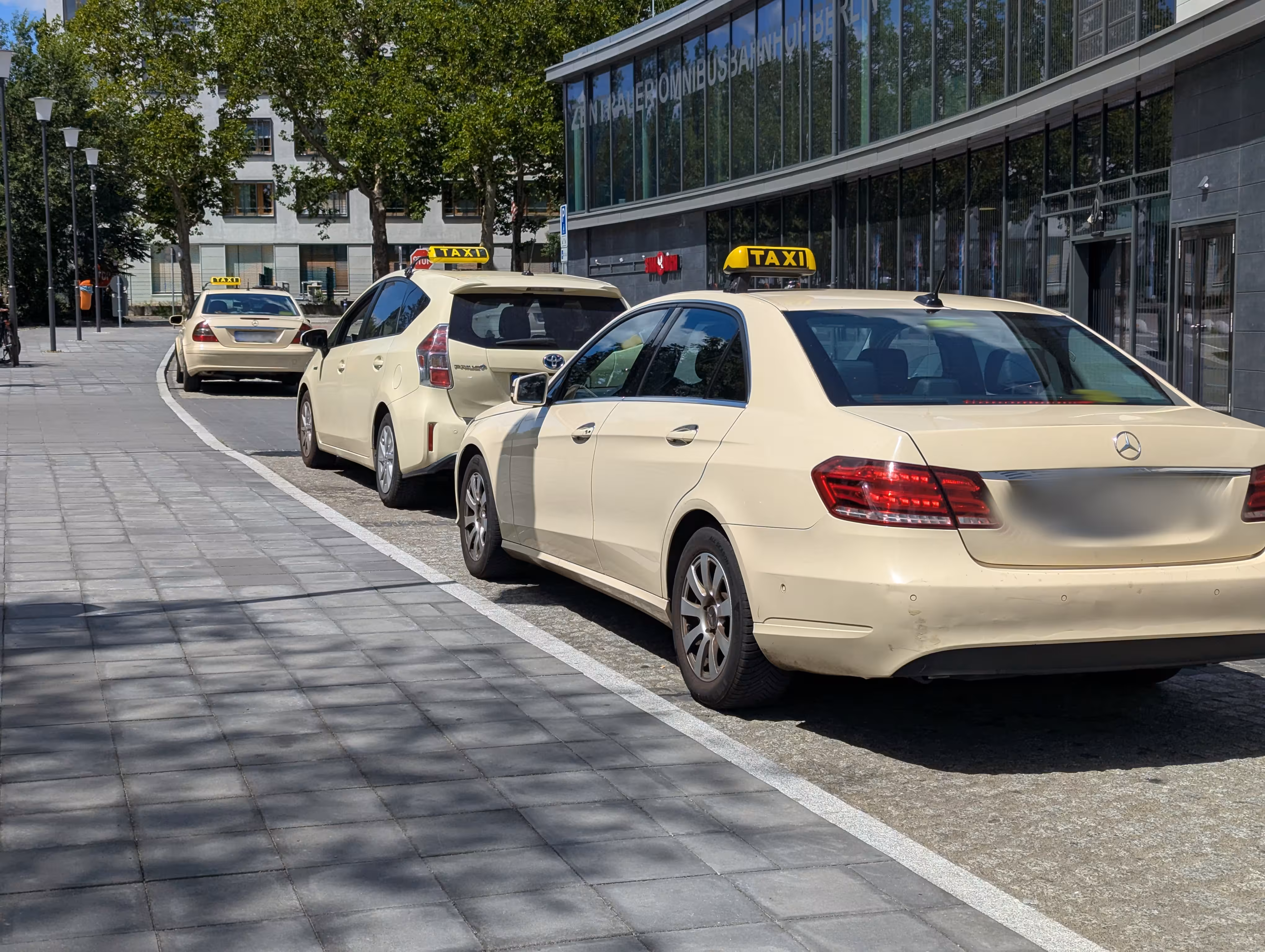 Taxis waiting at a taxi station